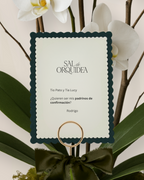 Orquídea en base de Mármol con Dedicatoria en Papel Premium