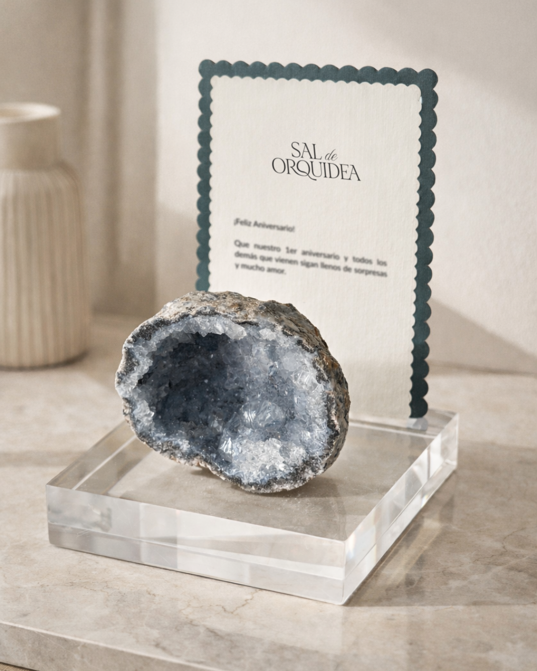 Geoda III en Acrílico con Tarjeta de Dedicatoria Premium